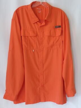SWISS ALPS Fishing Shirt Size XL Sun Vented Long Sleeve Orange Outdoors Casual